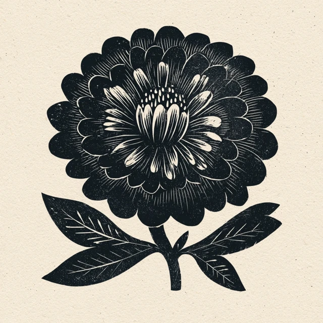 Linocut Flower Illustration Block Print SVG