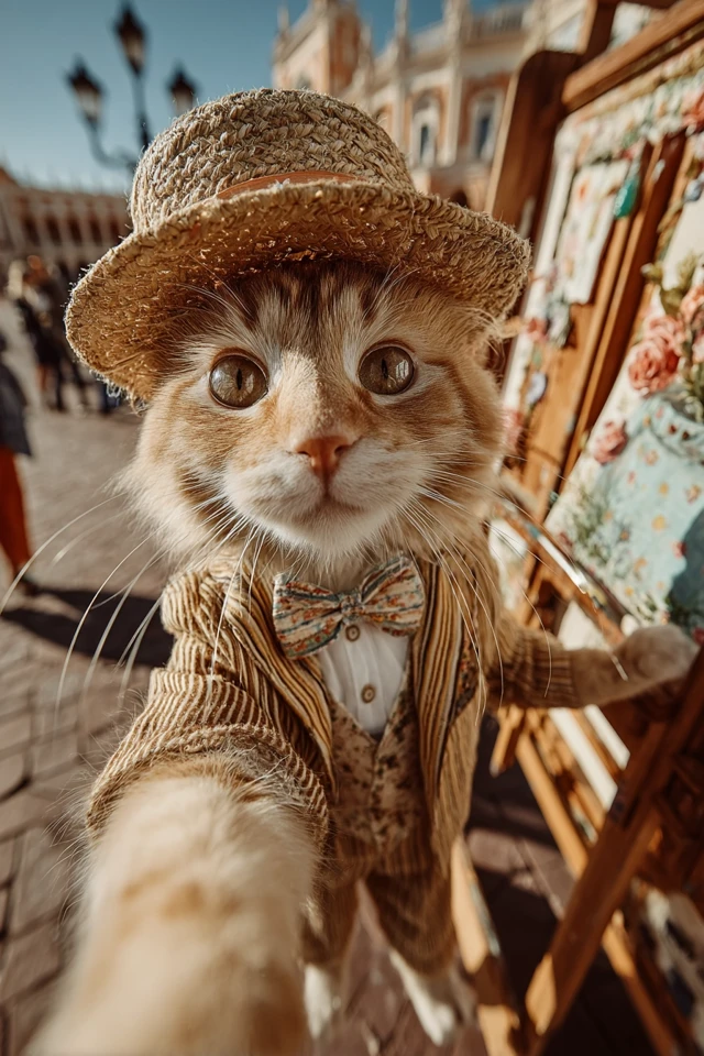 Ginger Cat Selfie in Seville Spain