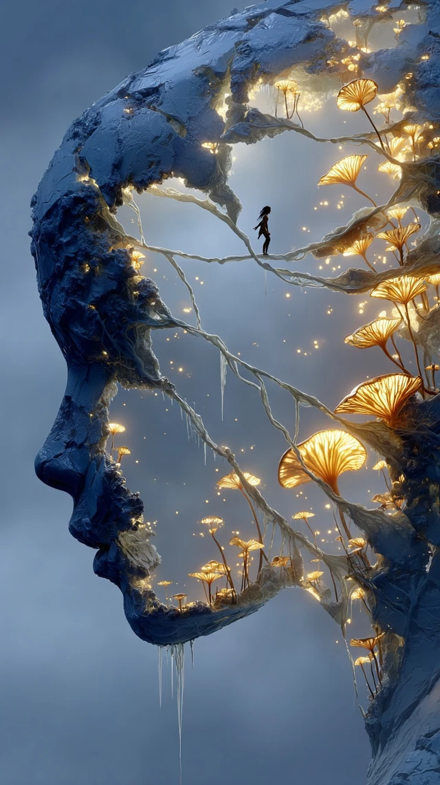 Cracked Face Fantasy Forest Artwork