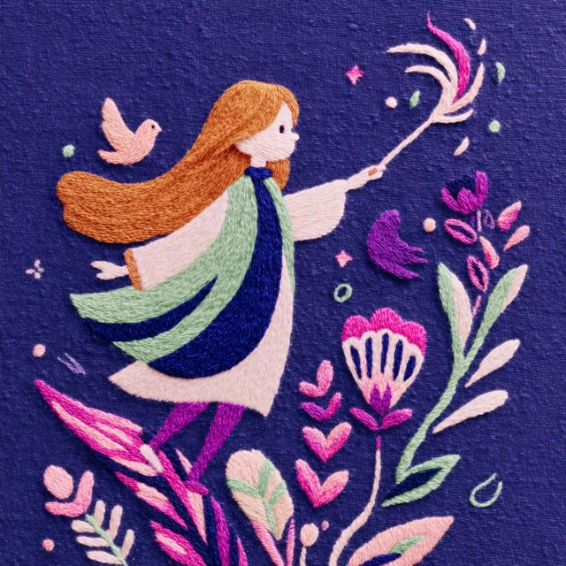 Hermione Granger Embroidery Art Cartoon Style