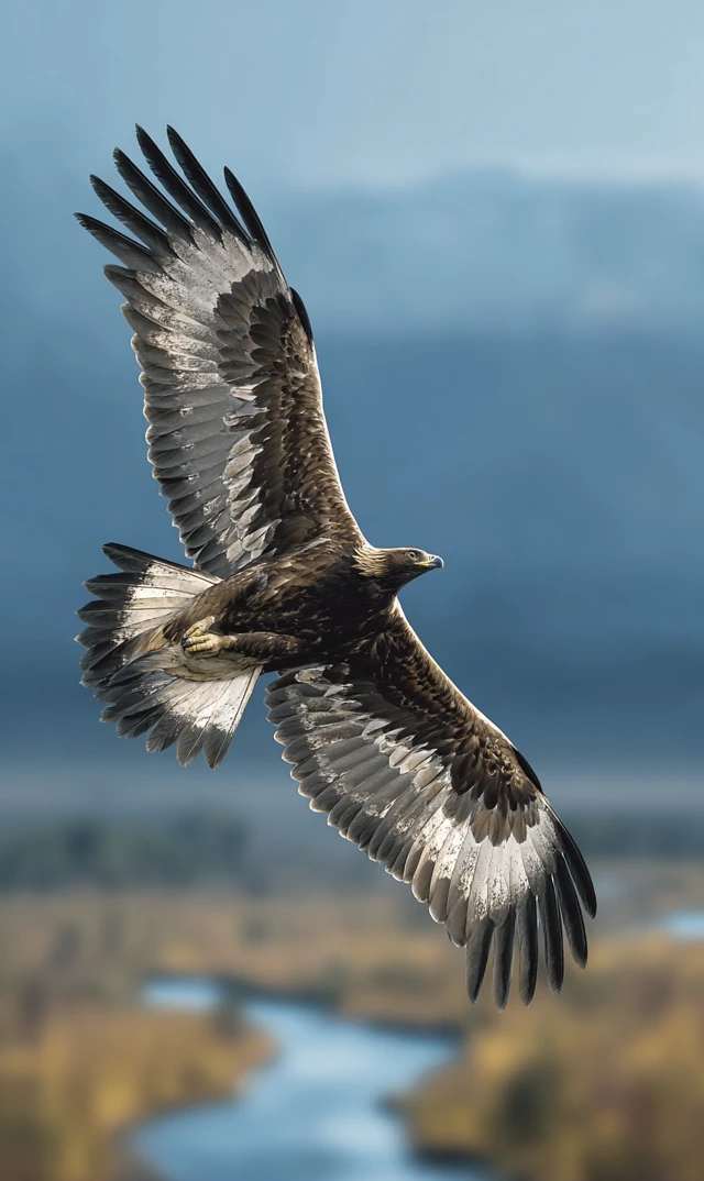 Golden Eagle Soaring Saskatchewan Prairies Retro Photo