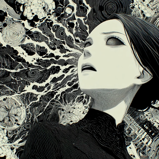 Junji Ito Anime Girl Horror Art