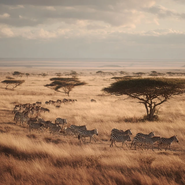 African Savannah Zebras Herd Wildlife