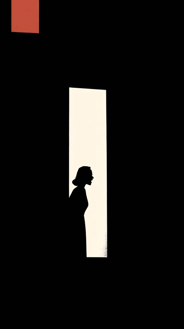 Fearful Woman Silhouette Illustration