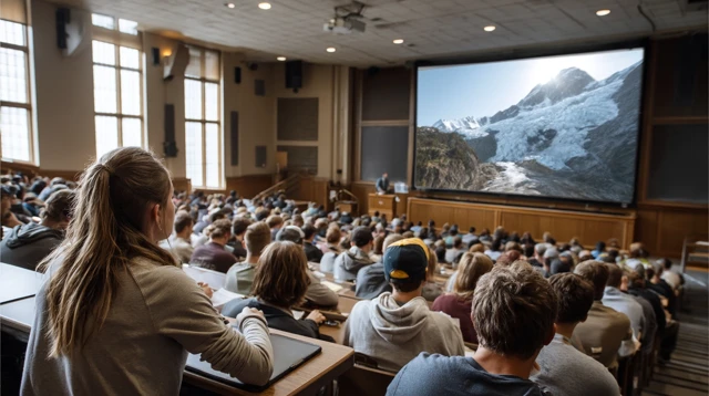 Lecture Hall Atmosphere: Cinematic Wide Shot