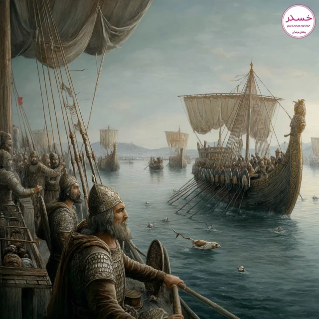 Darius the Great Inspecting Ancient Naval Fleet