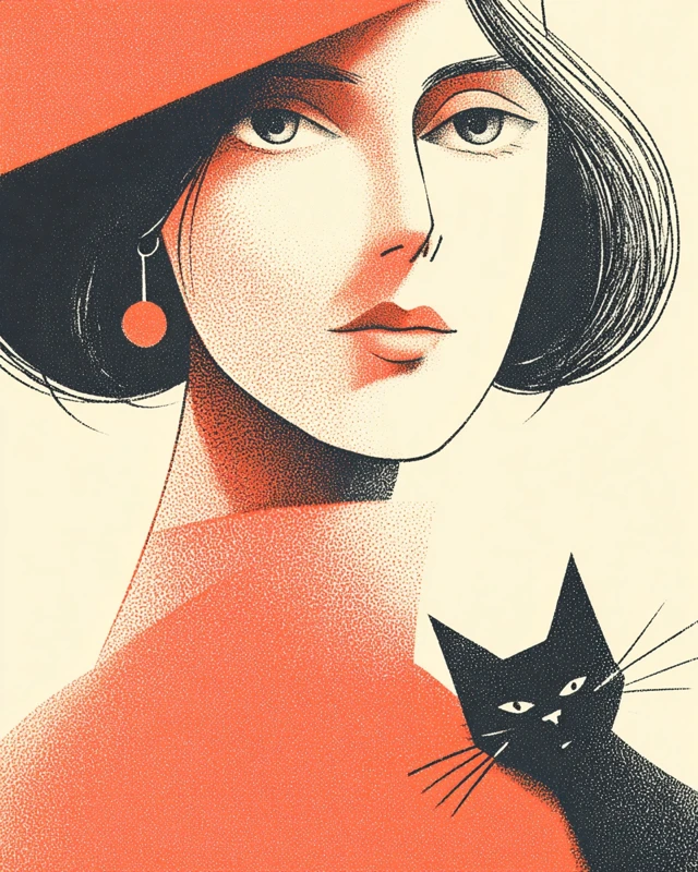 Matisse Portrait Woman and Cat Bold Colors