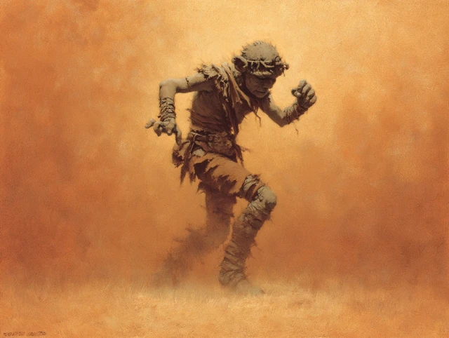 Caliban Dancing Painting by Les Edwards