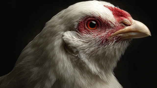 CloseUp of a White Fowl Bird Focused Eye in HighQuality