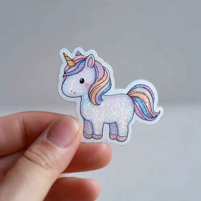 Cute Holographic Unicorn Sticker Kawaii Glitter