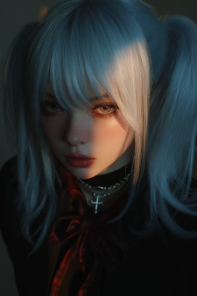 Anime Girl with White Hair Portrait