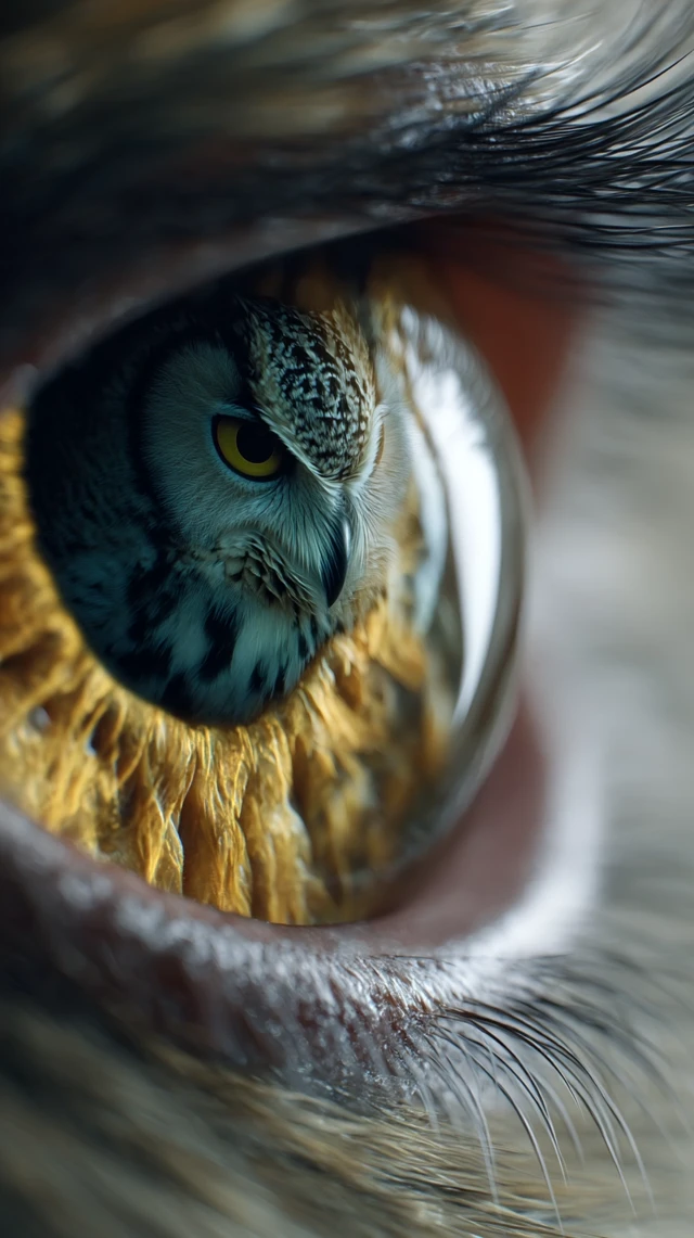 Owl Eye Hyperrealistic Close Up