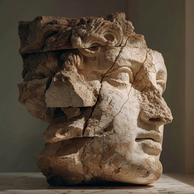 Greek Sculpture Fragmented Head Statue