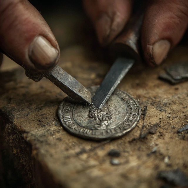 Shaving a Medieval Coin Close Up