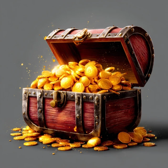 Treasure Chest Overflowing With Gold Coins