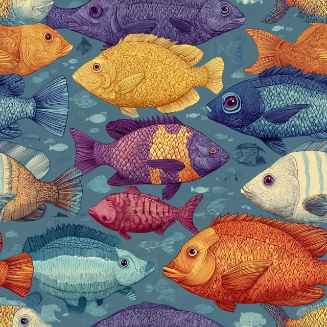Cartoon Tropical Fish Hand Drawn Illustration