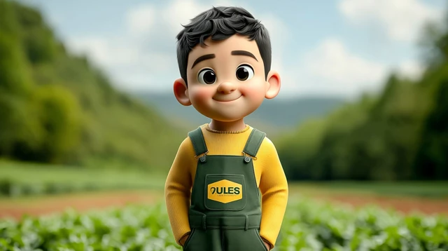 Cheerful Uzbek Farmer in Cartoon Style
