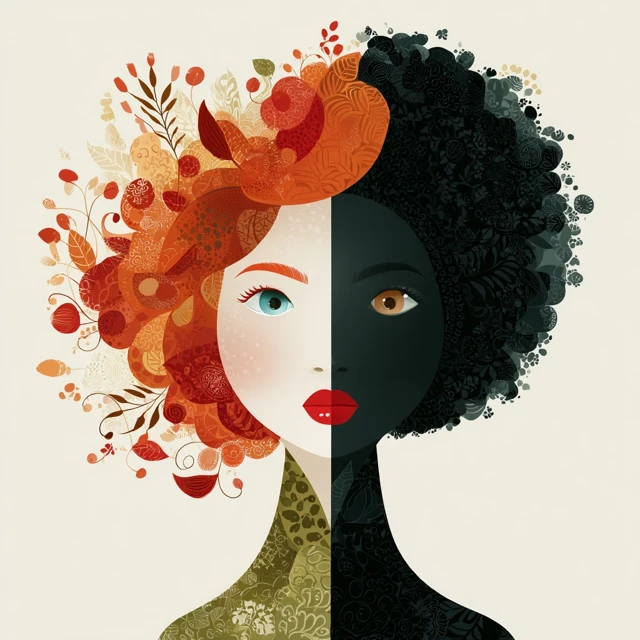 Whimsical Headshot Redhead Black Woman