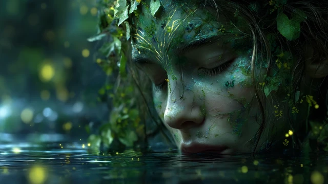 Nature Woman Serene Mystical Forest Harmony
