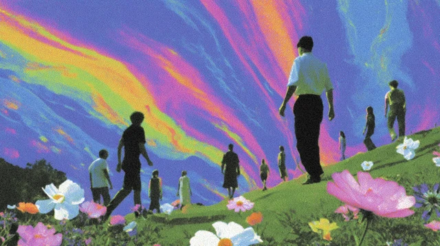 Surreal LSD Trip Art Colorful Gradients and Flowers