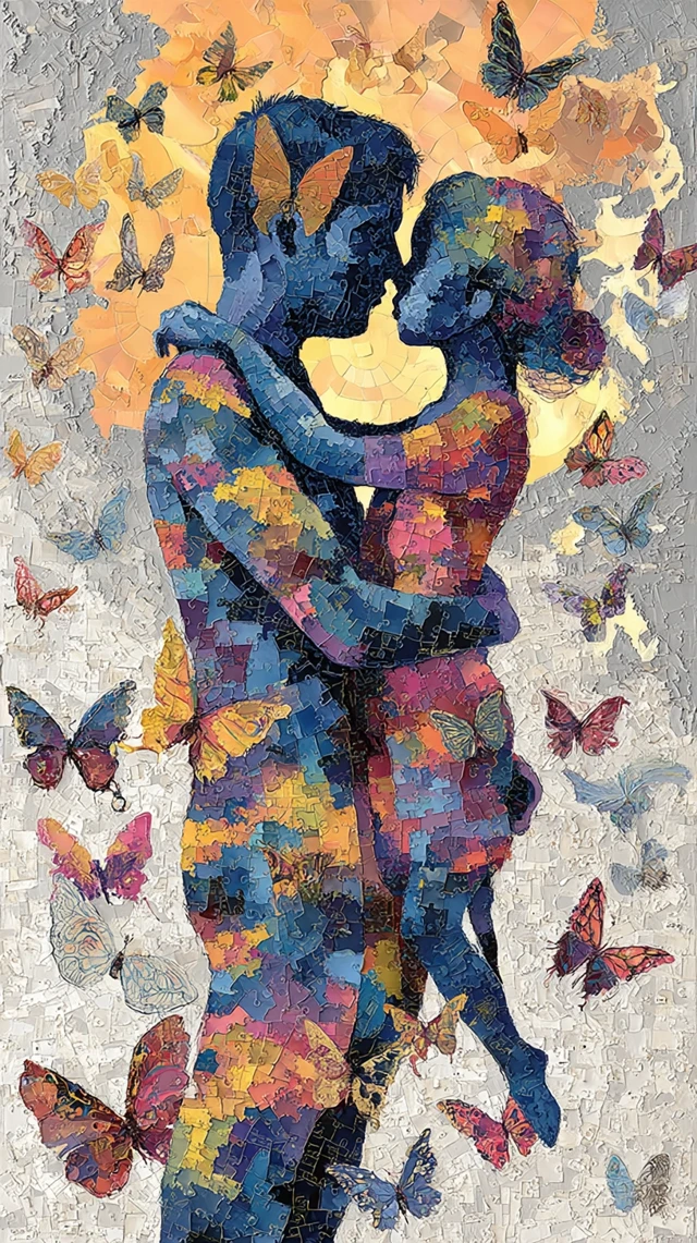 Surreal Love World Peace Art Butterflies Embrace