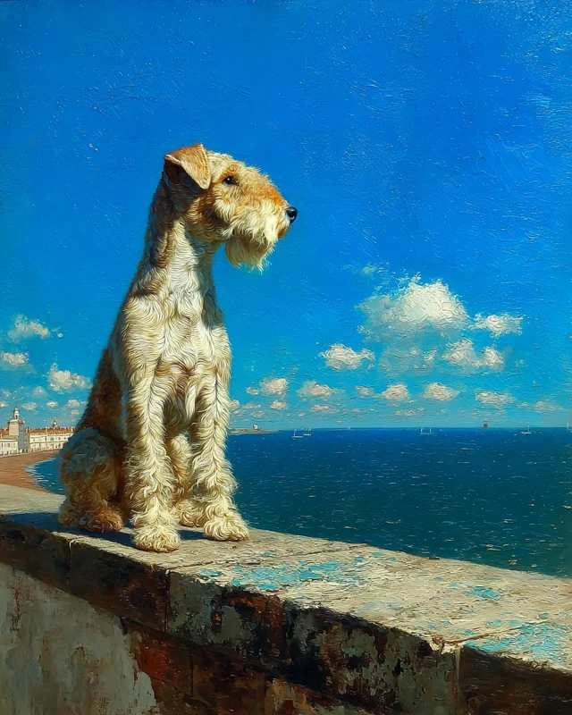 Lakeland Terrier Dog Painting by the Sea