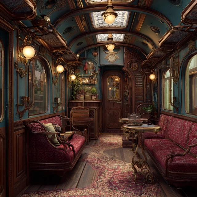 Belle Epoque Train Car: Luxurious Interior