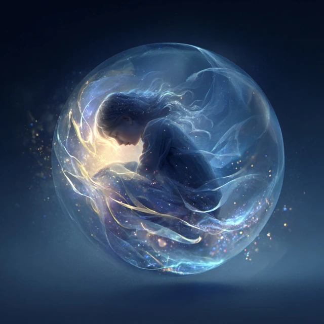 Stardust Girl in a Dreamy Sphere Digital Painting