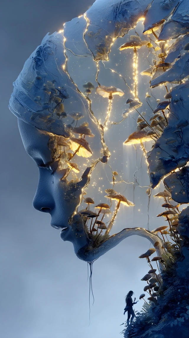 Cracked Face Fantasy Forest Artwork