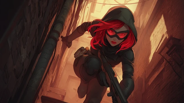 DND Rogue Redhead Fight Scene Art