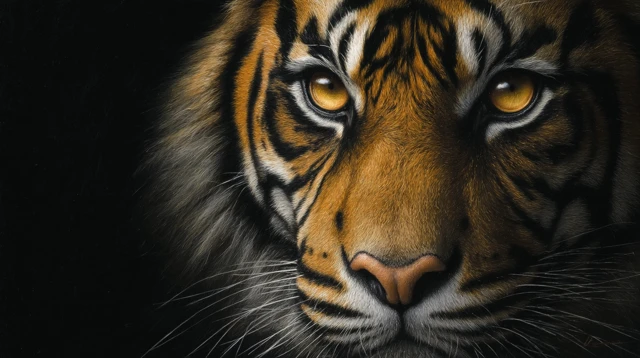 Tiger Eye Intense Gaze Dramatic Lighting Realistic