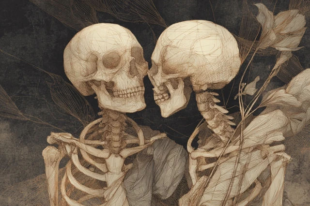 Skeleton Art Illustration of Life and Death