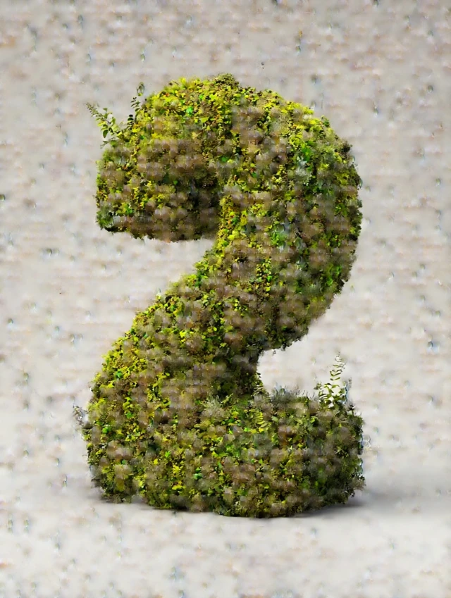 3D Number 2 Moss Covered Ultra Realistic