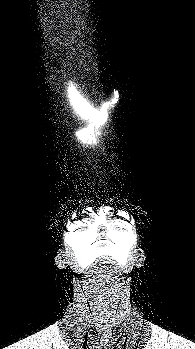 Man Opening Eyes Illustration Peaceful Moment