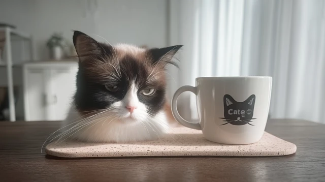 Sleepy Cat with Tea Cozy Scandinavian Room