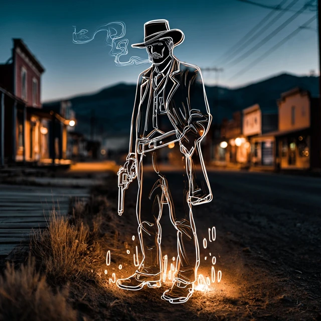 Neon Gunslinger in a Ghost Town