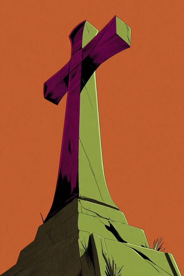 Abstract Gravestone Cross Illustration