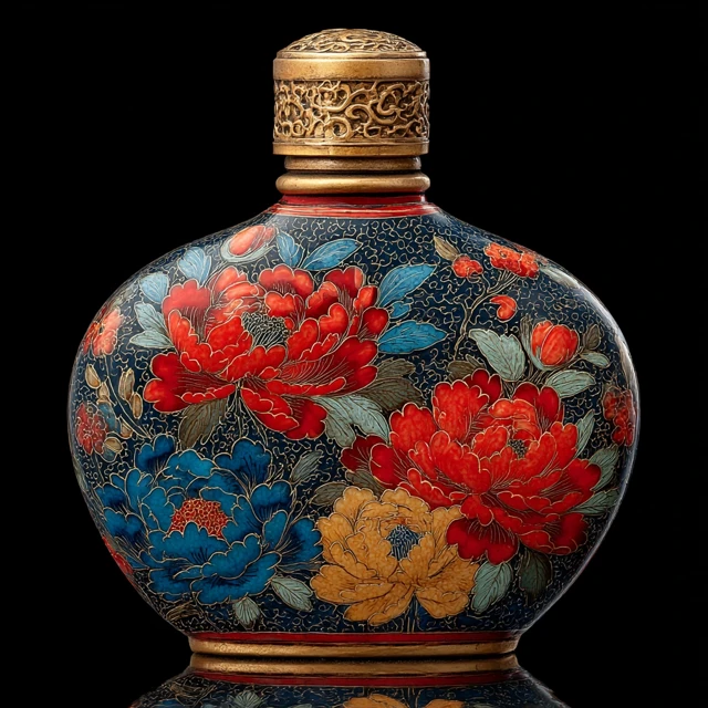 Cartoon Peony Painted Snuff Bottle