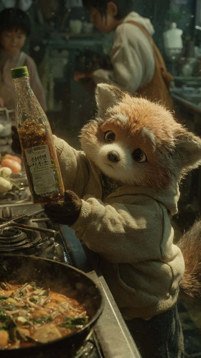 Cute Fox Cooking Indian Food in Anime Style