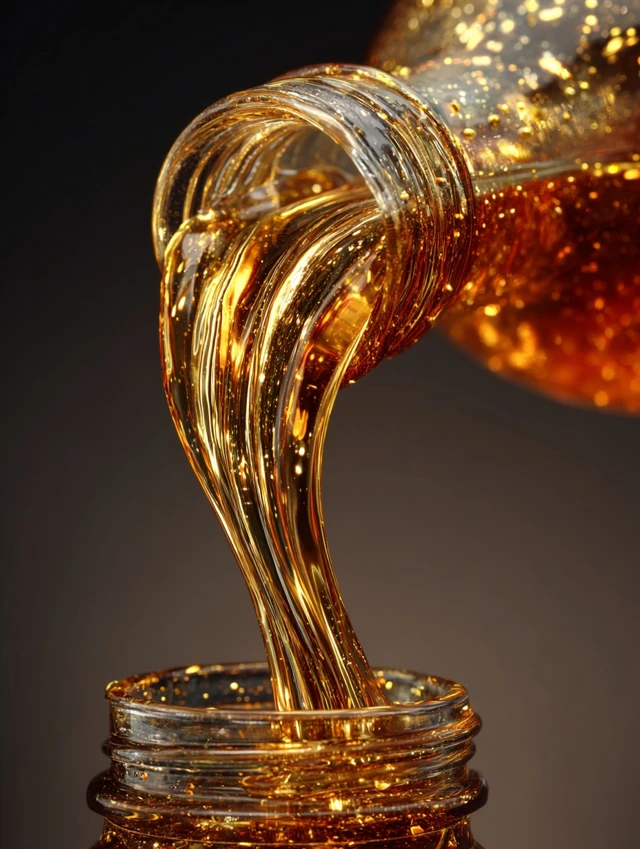 Golden Tea Seed Oil Pouring Liquid Photography