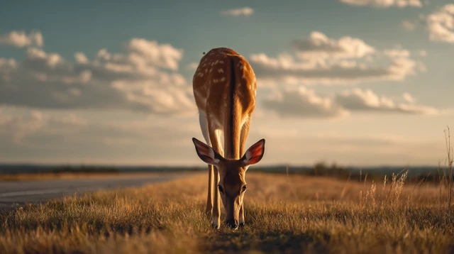 Deer Grazing in Sunlight Nature Photography