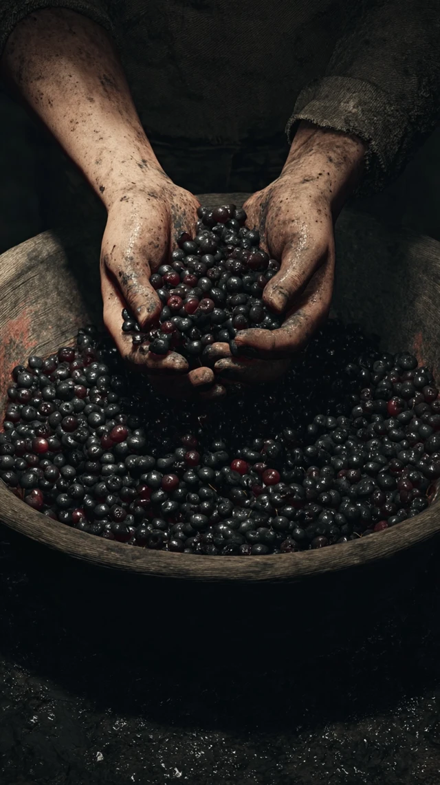 Hands Harvesting Black Cherries Photorealistic Image