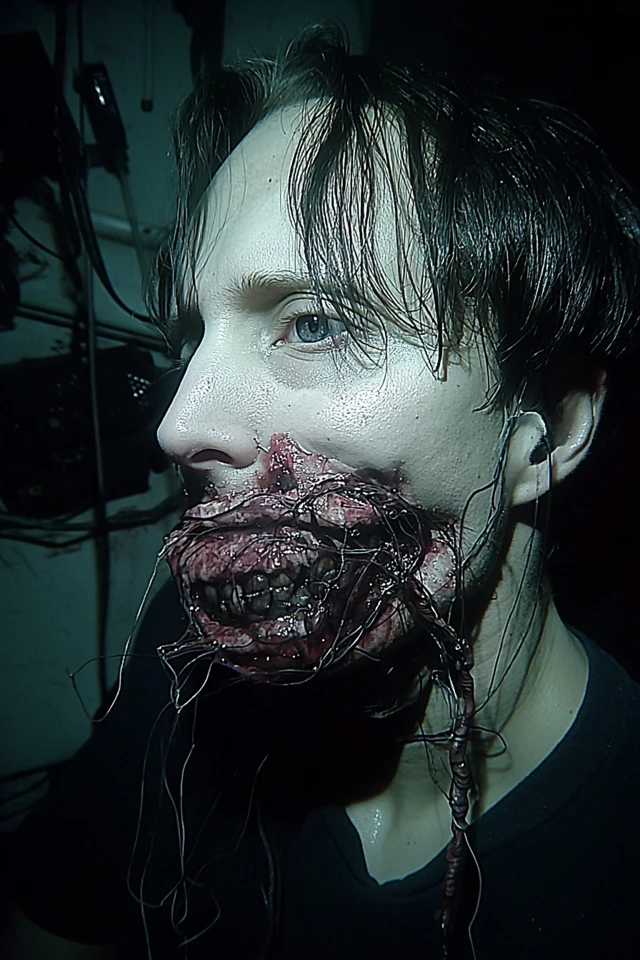 Scary Horror Portrait with Mouth Wound