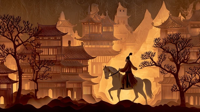 Chinese Shadow Puppetry Tang Sanzang Rides Horse