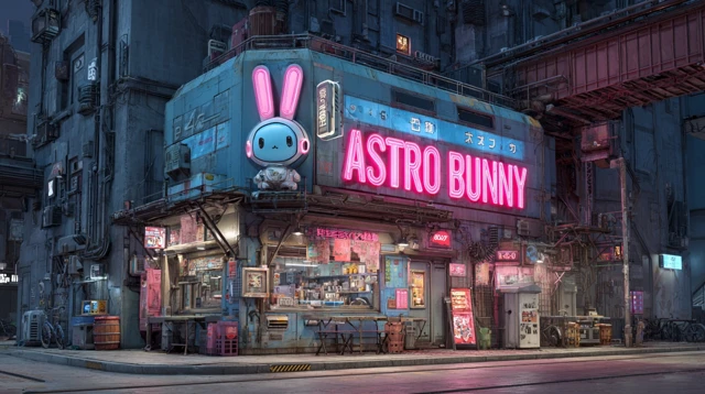 Cyberpunk Astro Bunny Noodle House