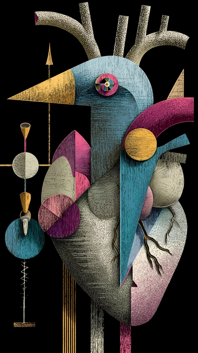 Heart Head Bauhaus Style Vector Design