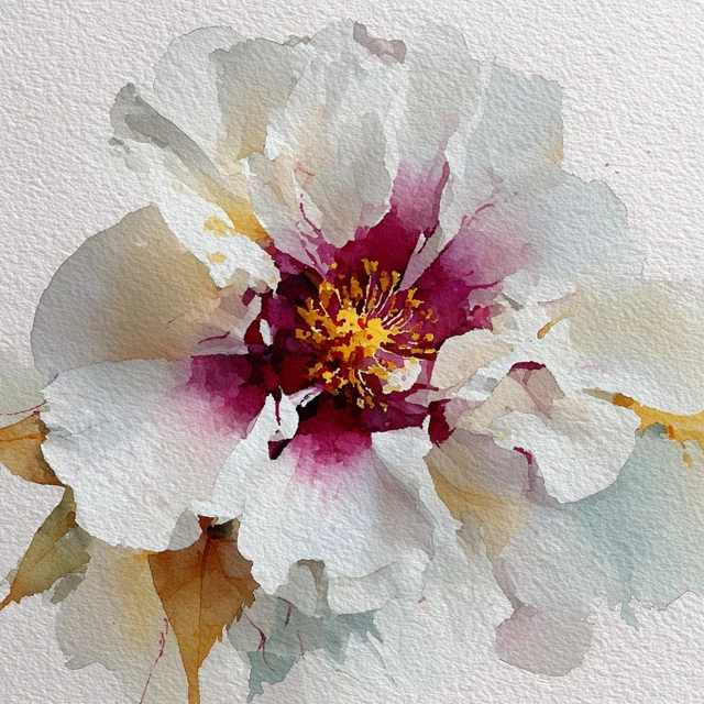 Abstract Watercolor Magnolia Flower Painting