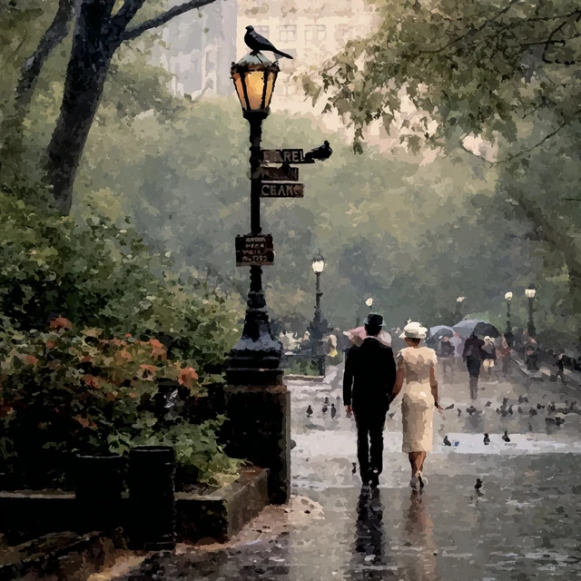 Central Park Wedding Oil Painting