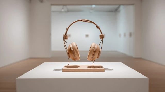 Wooden Headphones in Gallery Minimalist Design