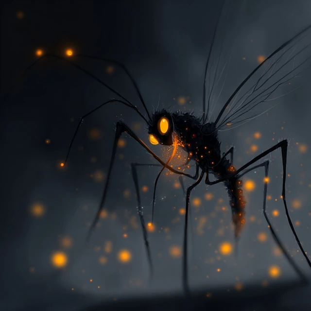 Creepy Insect with Glowing Eyes Spindly Parts